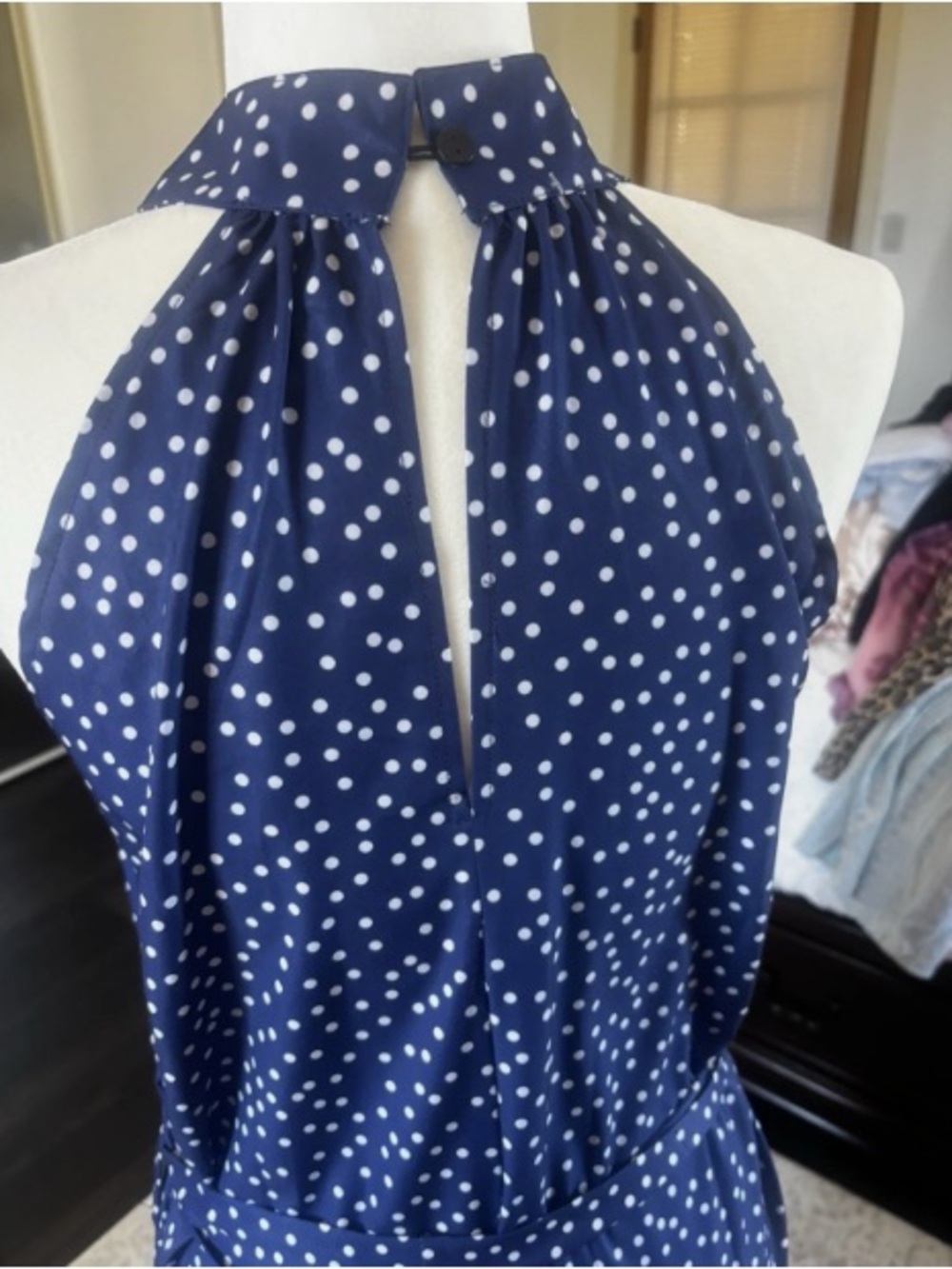 Navy Polka Dot Halter Scarf - Women's Accessory
